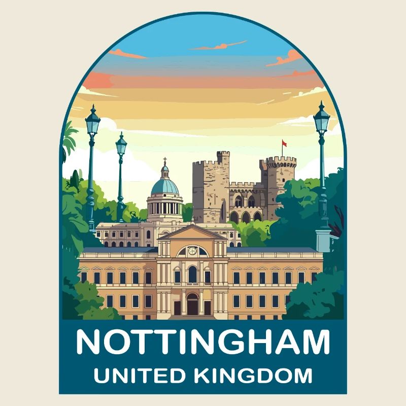 Nottingham Skyline UK Reisekunstillustration