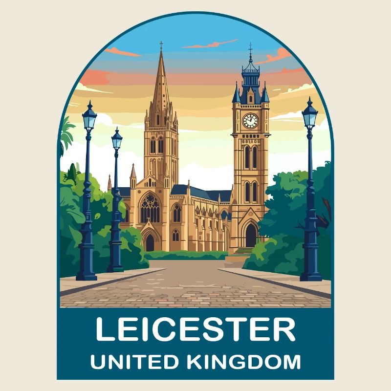 Conception d’affiche de voyage Leicester Skyline UK