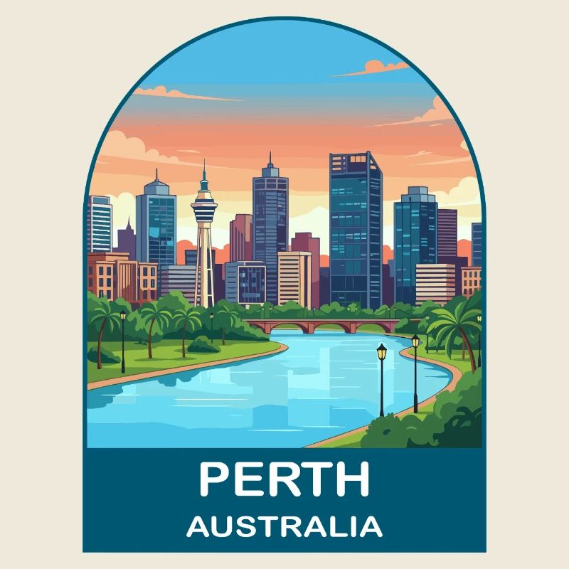 Perth, Australien Swan River Reiseplakat-Kunst