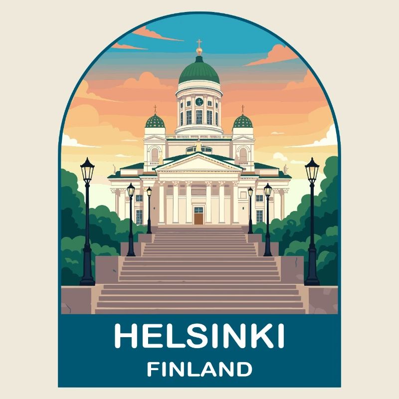 Affiche de voyage vintage Helsinki Finland