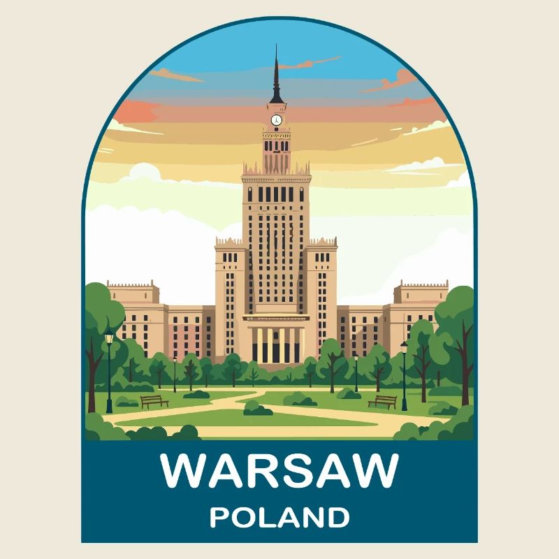 Warschauer Polen Vintage-Reiseplakat-Kunst