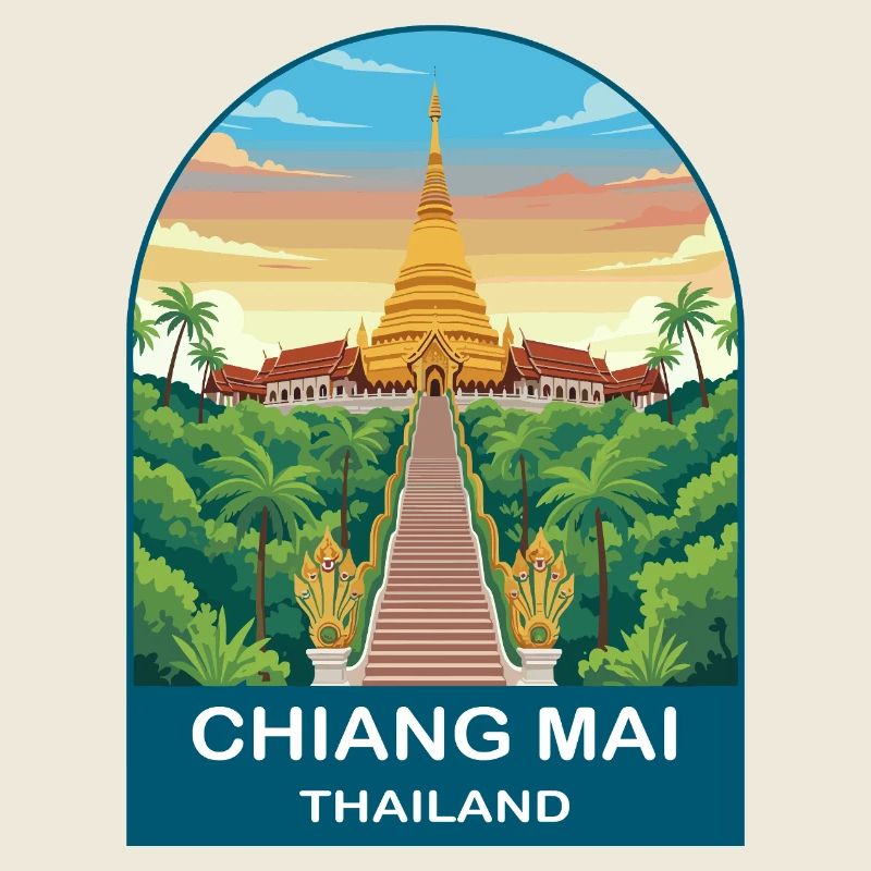 Chiang Mai Thailand Doi Suthep Reiseplakat-Kunst