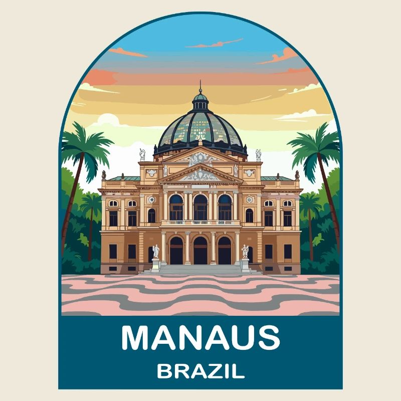 Affiche de voyage à l’Opéra Amazone de Manaus, Brésil