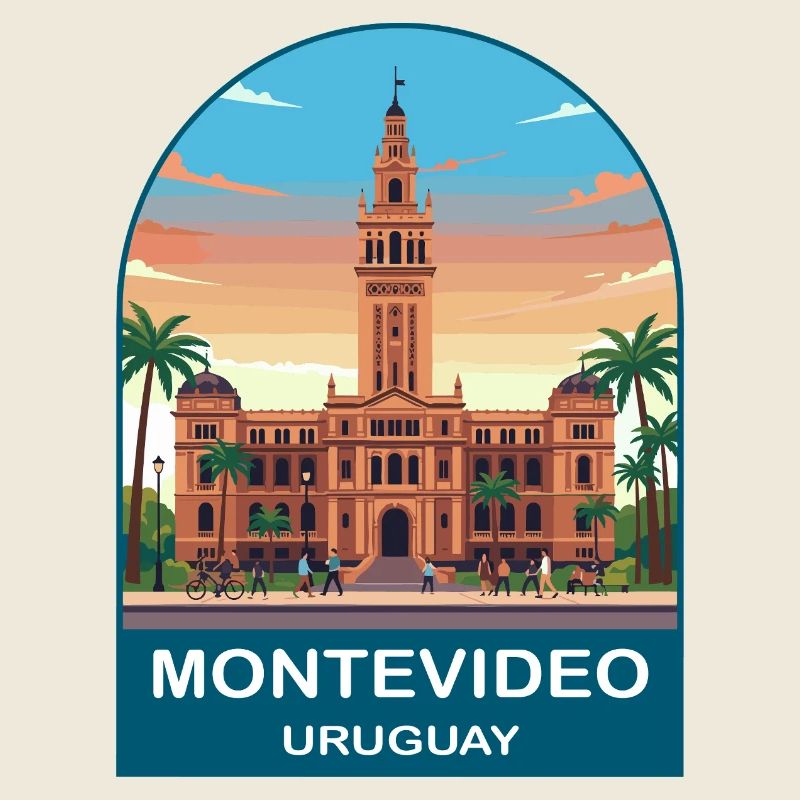 Affiche de voyage du Palacio Salvo Montevideo Uruguay
