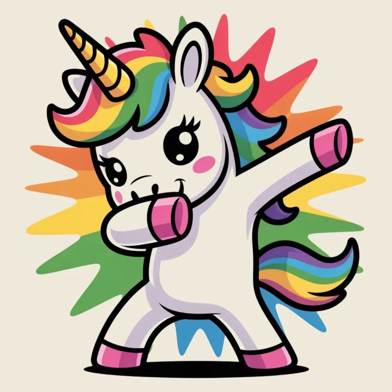 Buntes Einhorn mit Regenbogen-Mähne