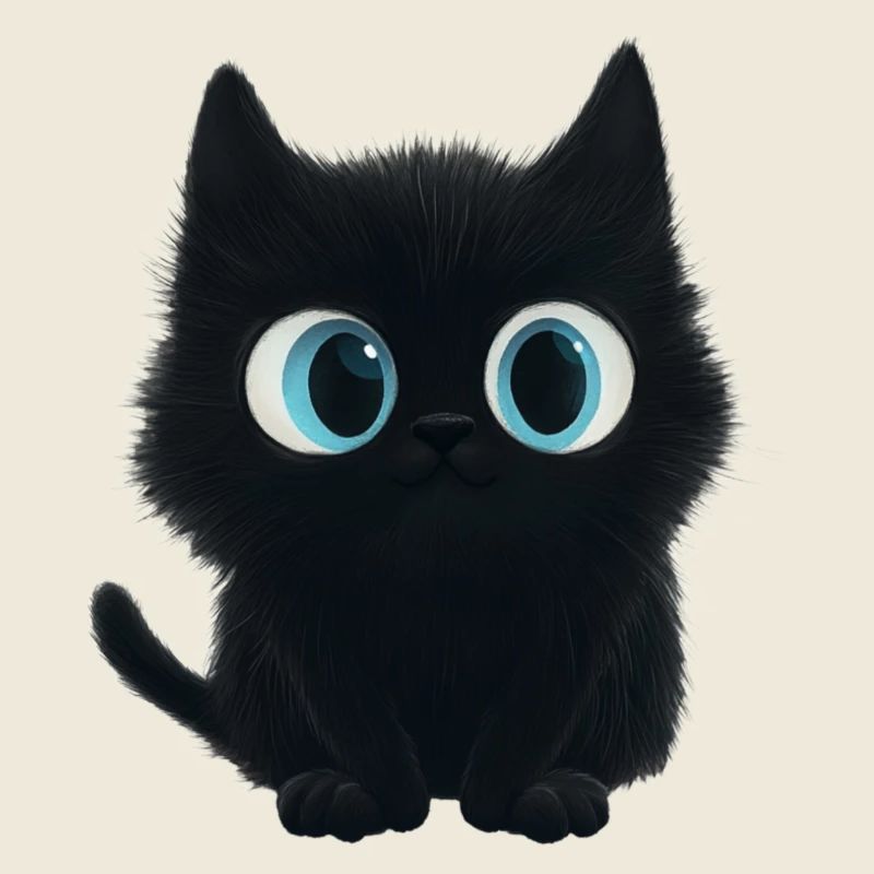 Charming Black Cat with Big Blue Eyes