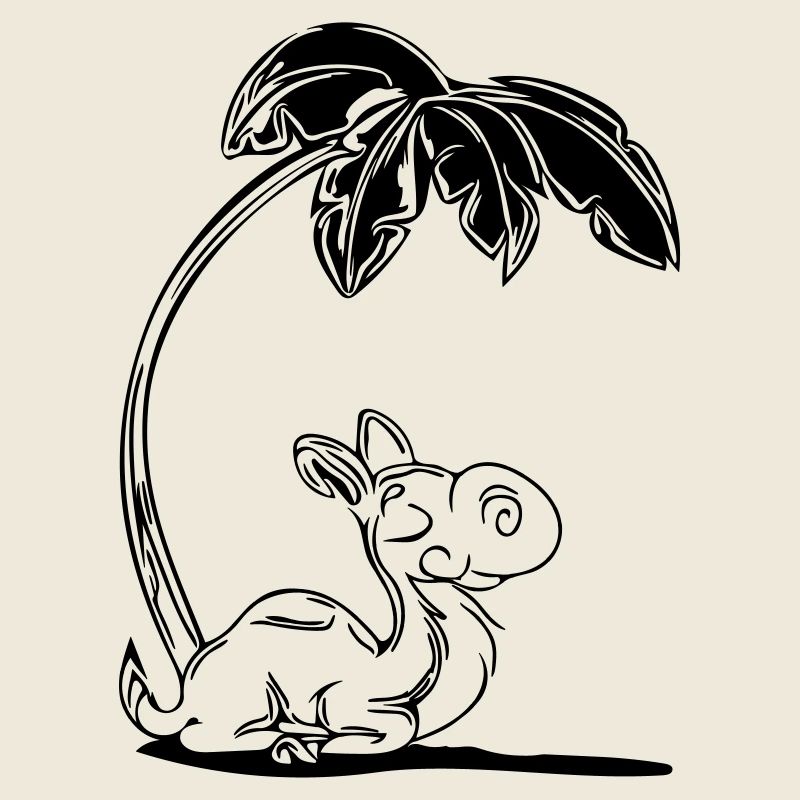 Süsses Kamel unter einer Palme