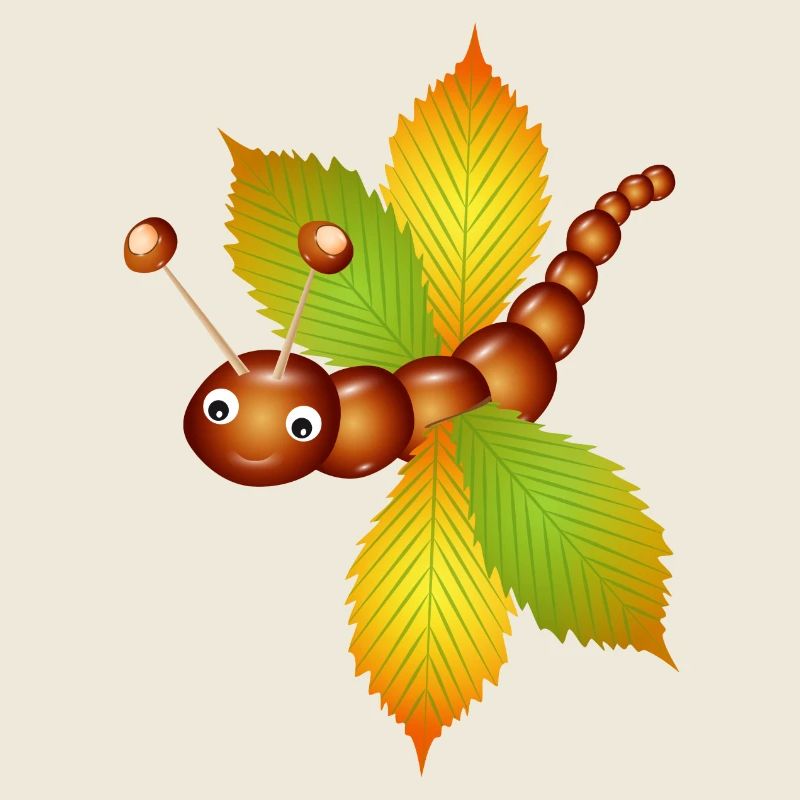 Papillon de châtaignes et de feuilles de châtaignier