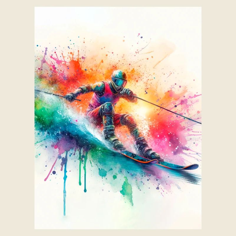 Aquarell-Skifahrer