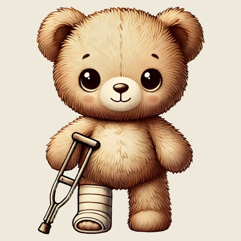 Teddy bringt Trost - Kuscheltier mit Gipsbein