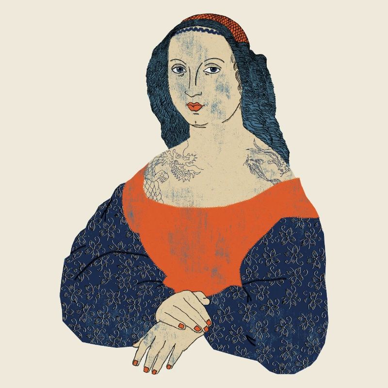 Mittelalter Portrait einer Frau mit Tattoos