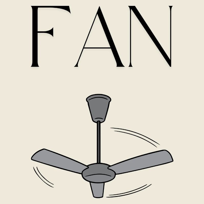 "FAN" mit Deckenventilator – Minimalistisches Wort