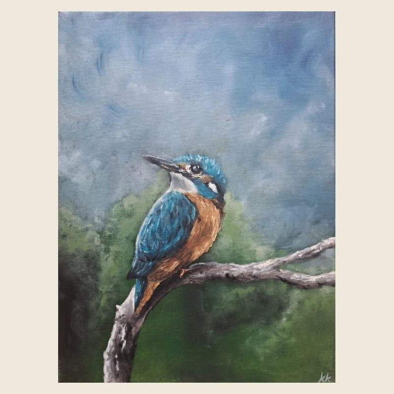 Vivid Kingfisher on Branch Artwork
