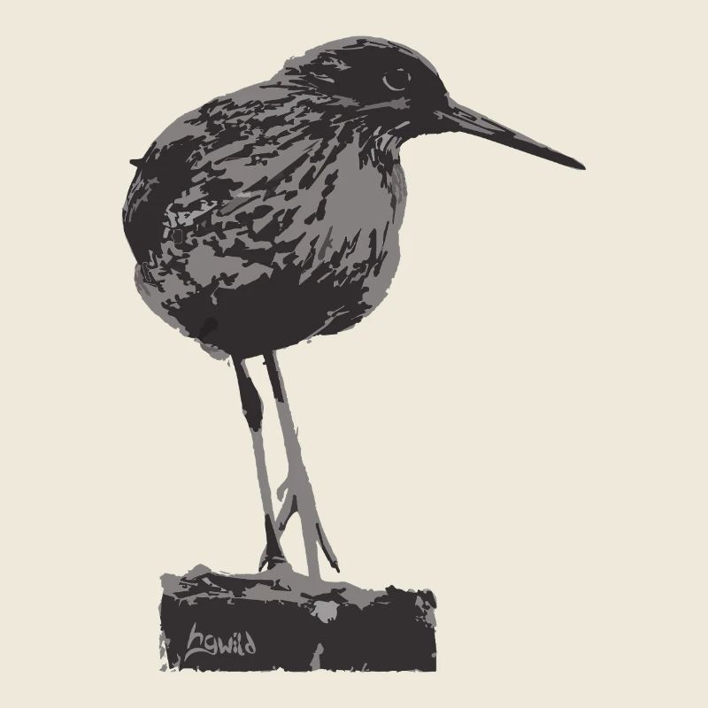 Rotschenkel - Monochrome Vogel Silhouette