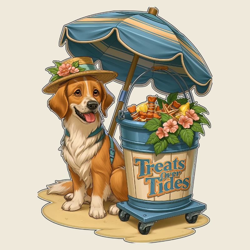 Treats Over Tides Strandhund-Design