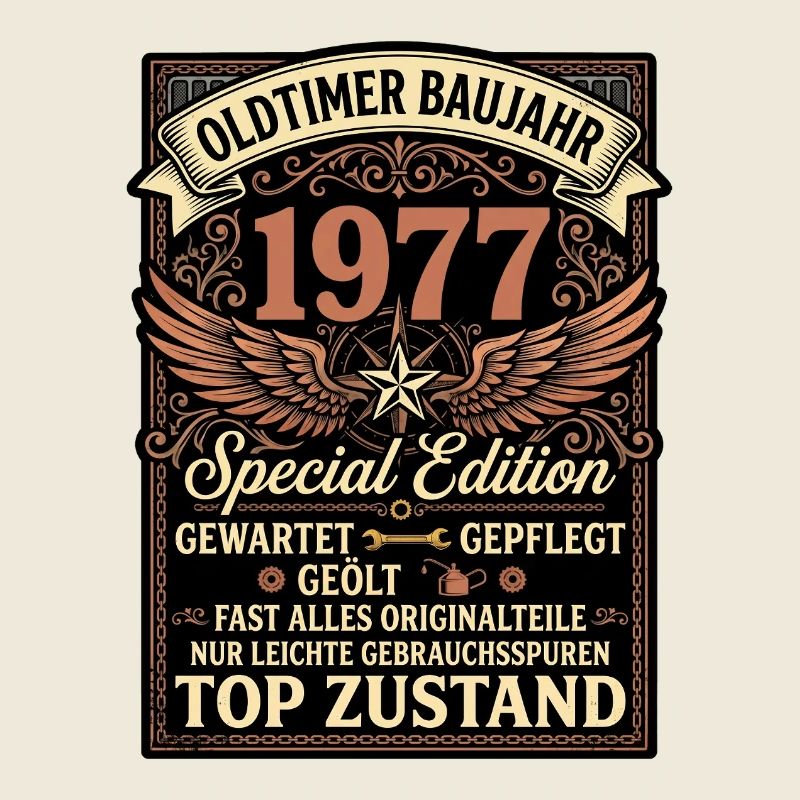 Oldtimer Baujahr 1977 Geburtstag Retro