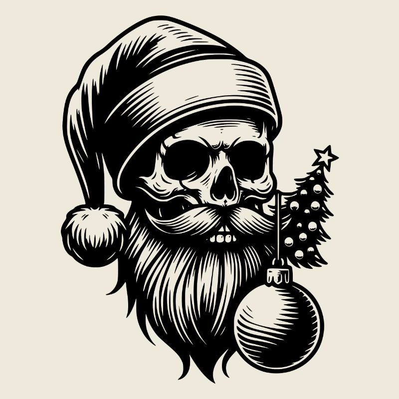 Weihnachtsmann Skull mit Christbaumkugel