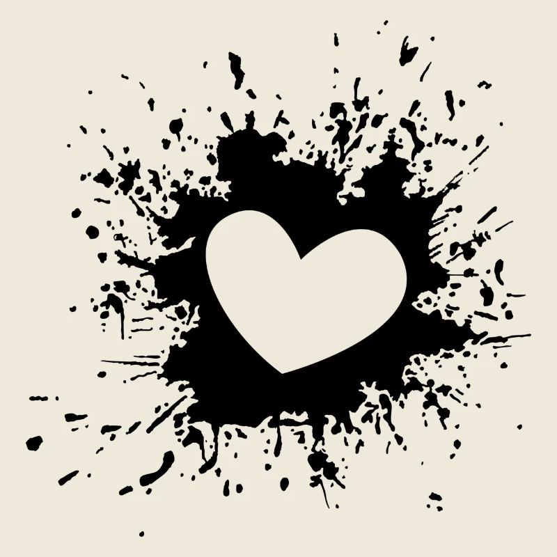 Heart black white