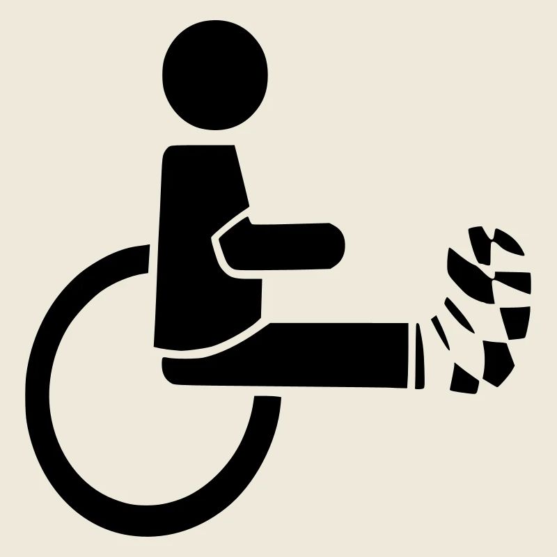 Utilisateur d’un fauteuil roulant avec jambe dans le plâtre #