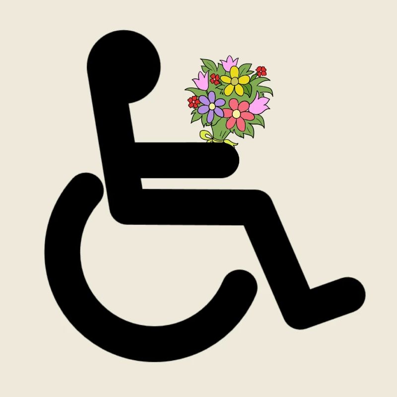 Rollstuhlfahrer mit Blumen #