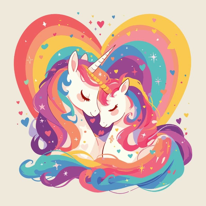 Licorne Coeur Amour Câlin Câlin Mignon Mignon