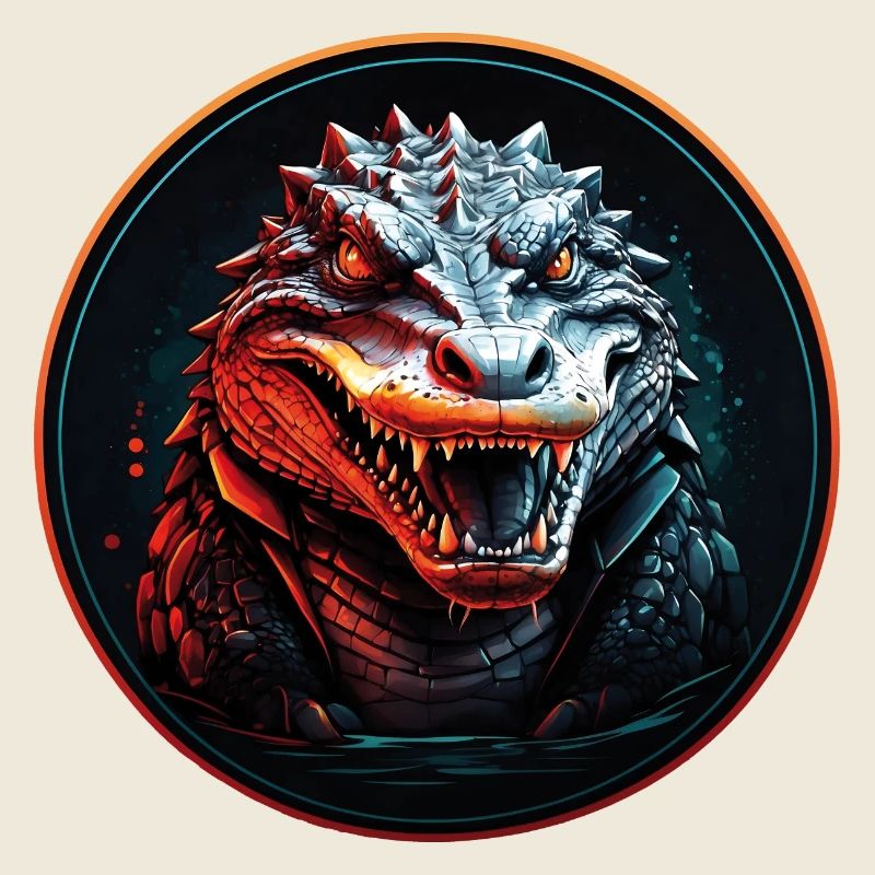 Alligator crocodile avec la gueule ouverte dans la zone du cercle
