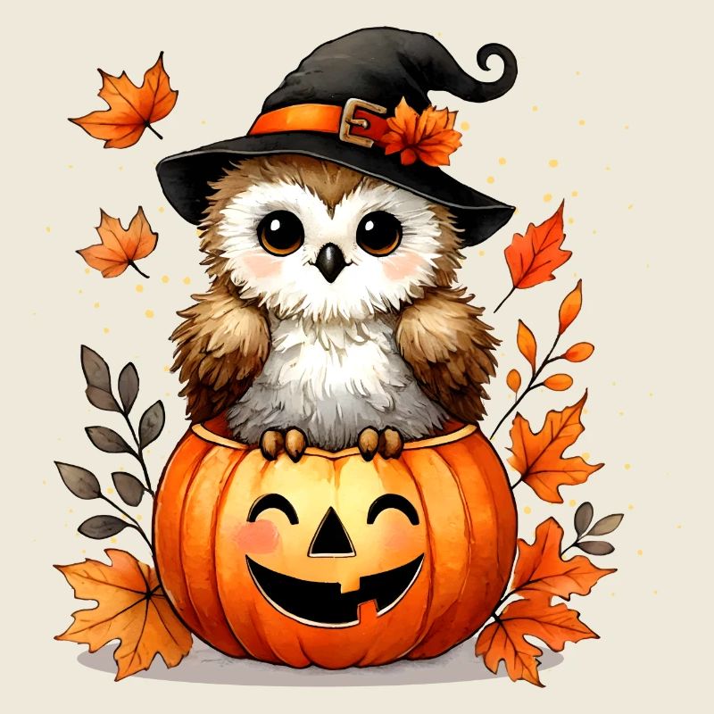Halloween owl in pumpkin: autumnal scary fun