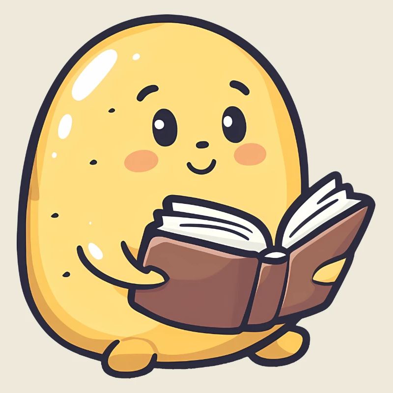 Happy Potato Reading a Book - Adorable Design