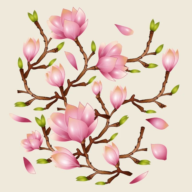Illustration de fleurs exotiques de magnolia