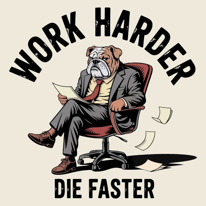 Bulldog Work Hard Satire