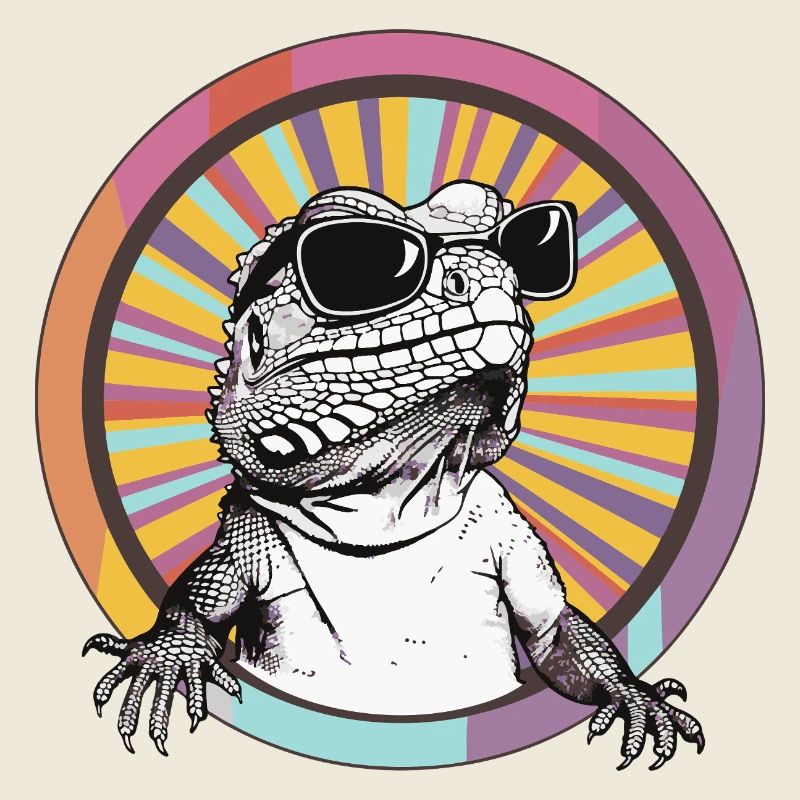 Lézard en Lunettes de Soleil Rétro Iguana