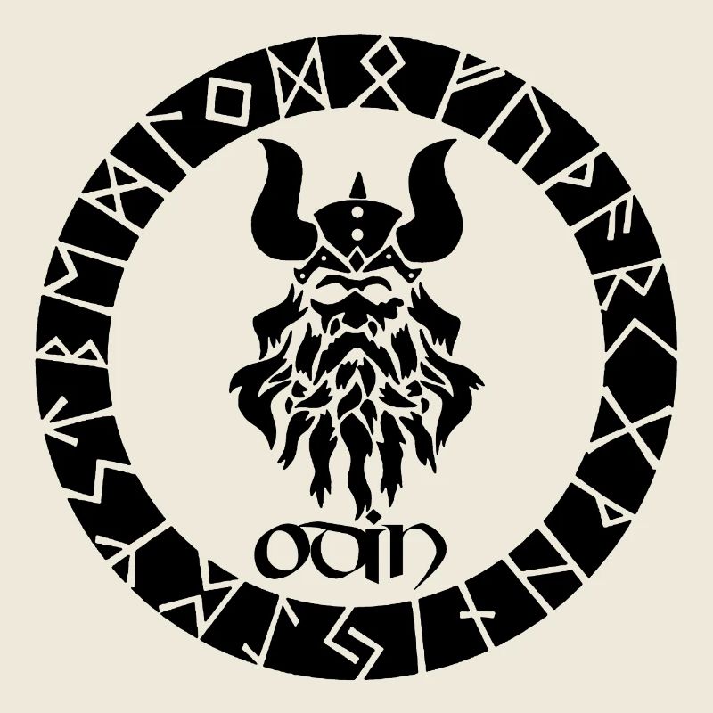 Gott Odin und schwarze Wikinger-Runen