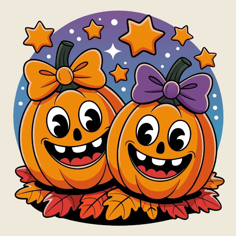 Duo de citrouilles dans le ciel étoilé