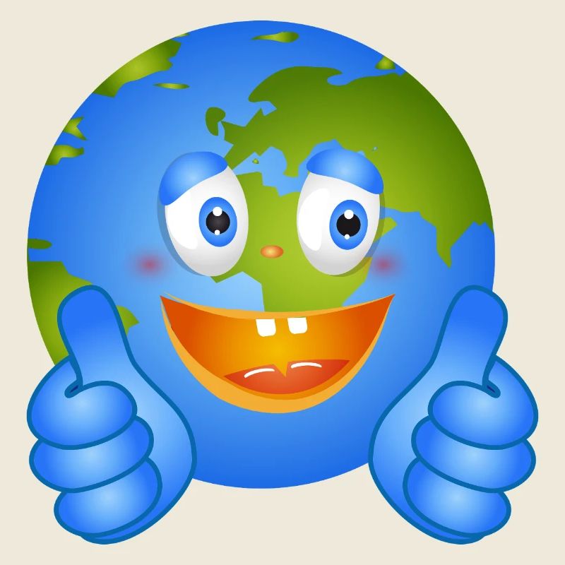 Terre heureuse avec le pouce levé - Style BD