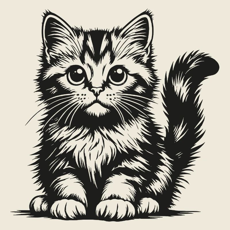 Schwarze Katze in Bleistiftzeichnung