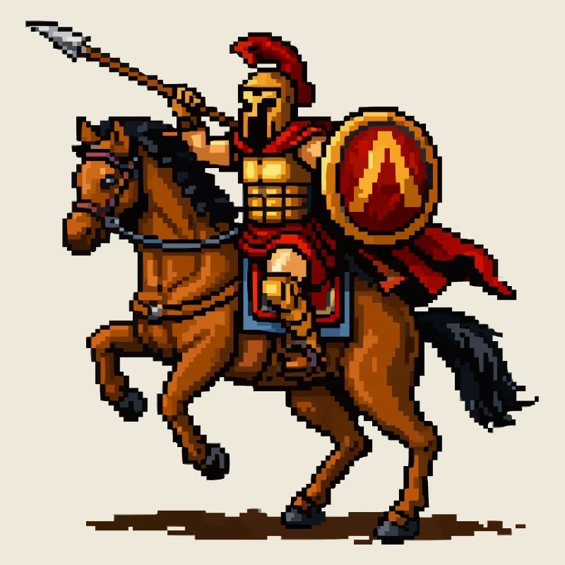 Pixelritter auf Pferd