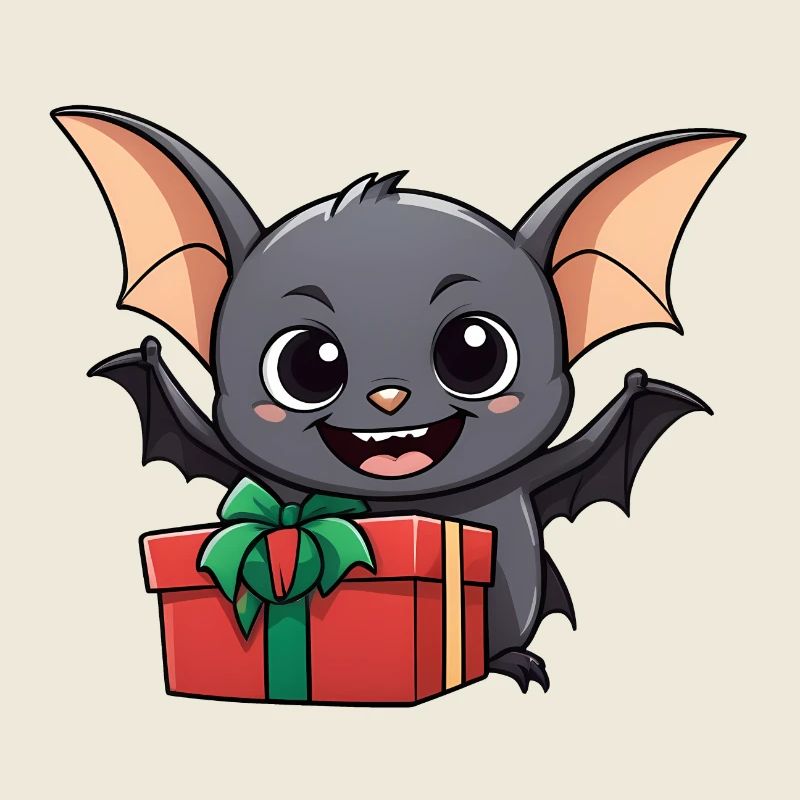 Niedliche Fledermaus feiert Weihnachten.