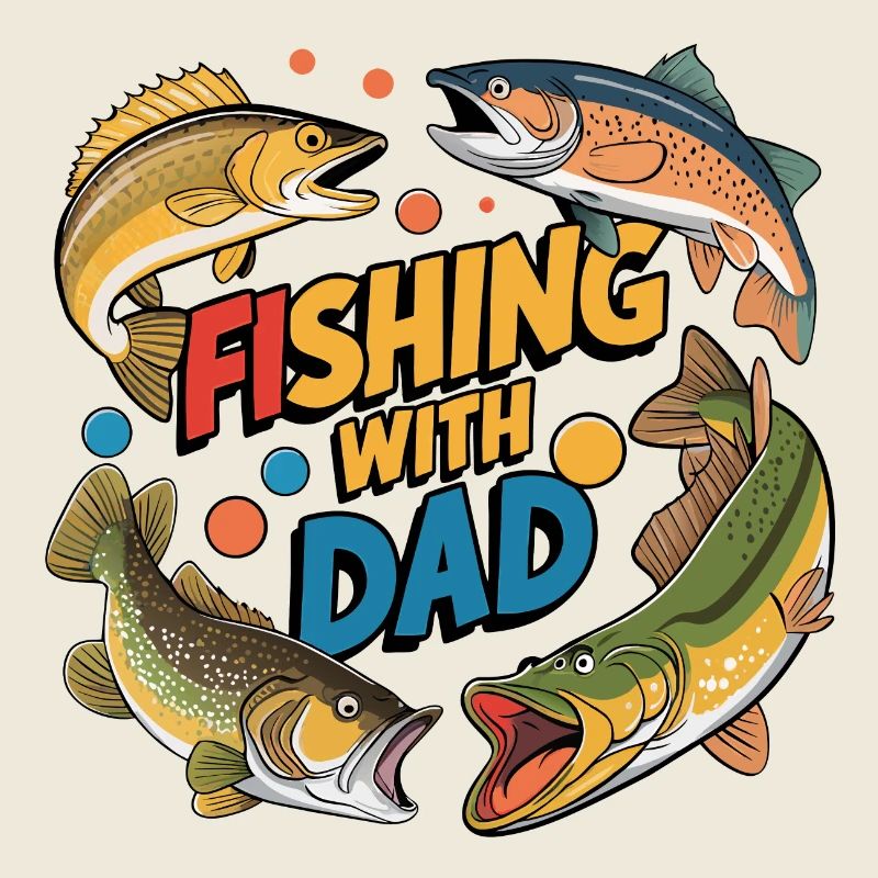 Pêche avec papa avec des poissons colorés