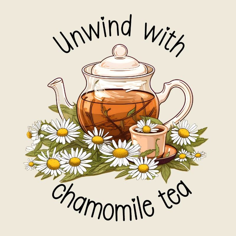 Relax with chamomile tea, watercolor