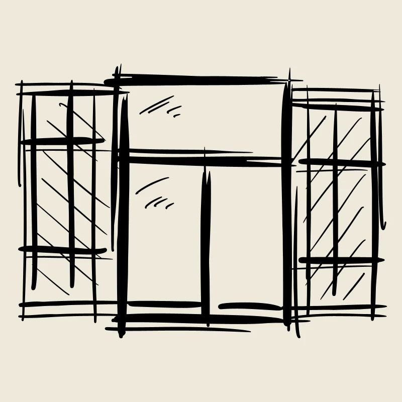 Vieille fenêtre avec volets à charnières Dessin de volets