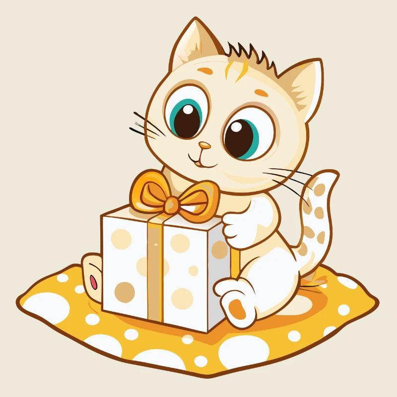 Niedliche Katze packt Geschenk aus