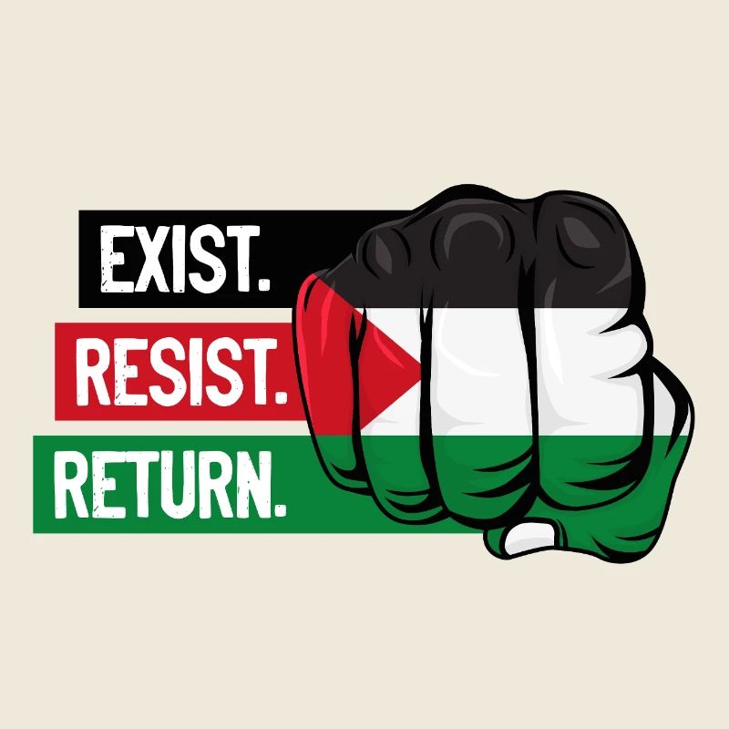 Fist with Palestinian Flag. Exist. Resist. Return