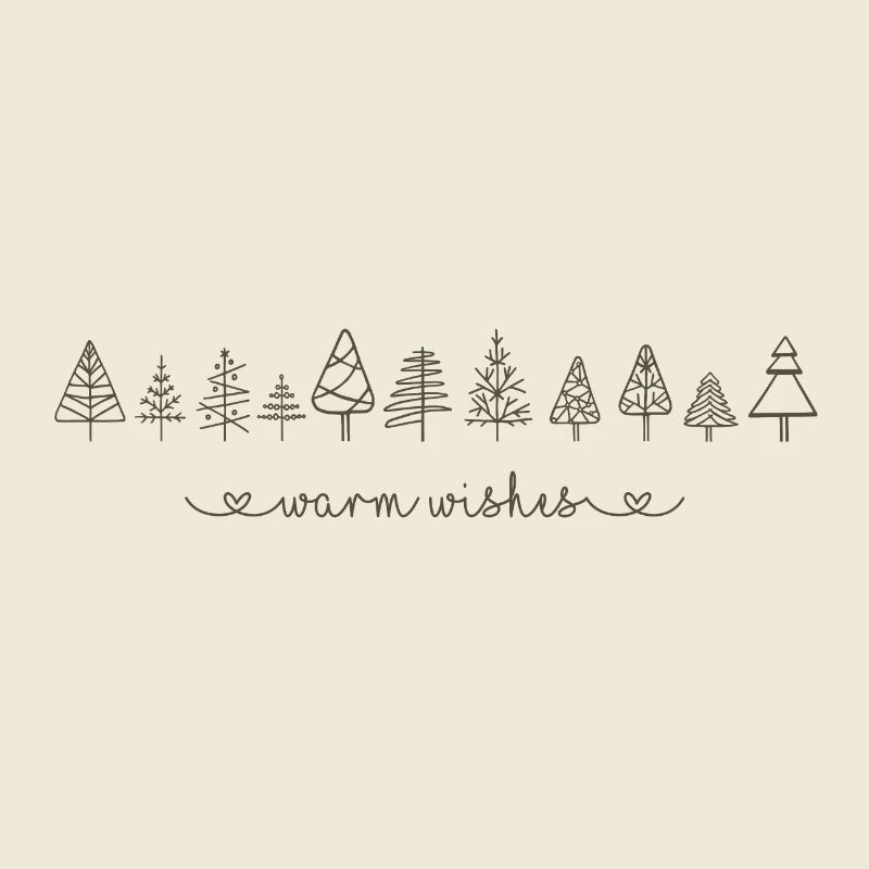 Warm Wishes, Doodle Tannenbäume, Weihnachten
