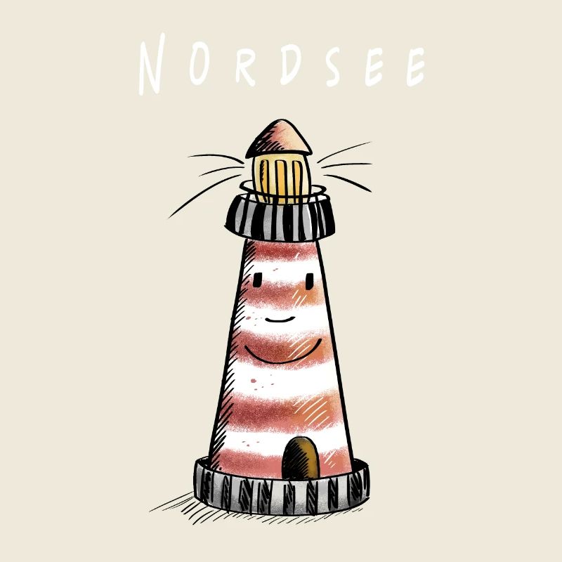 Funny North Sea lighthouse cartoon