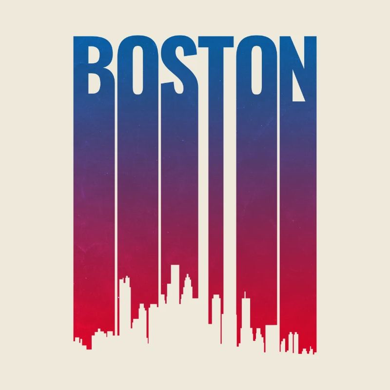 Boston Skyline Gradient Night