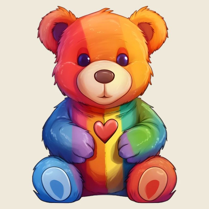 Rainbow Heart Bear Plush