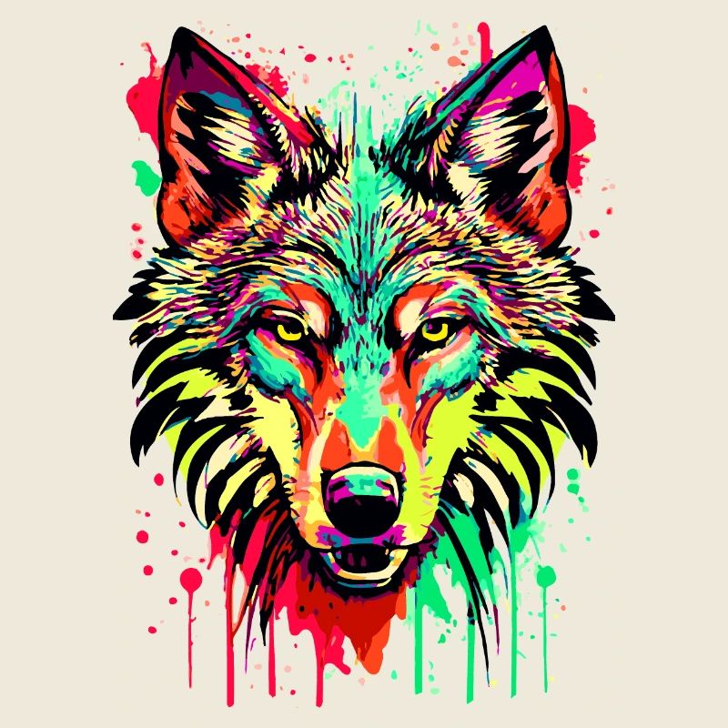 Wolf Farbenfroh - Bunter Wolf - Ich liebe Wölfe