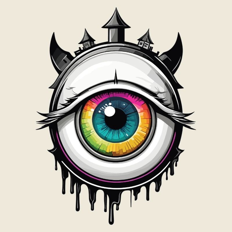 Auge mit Hörnern