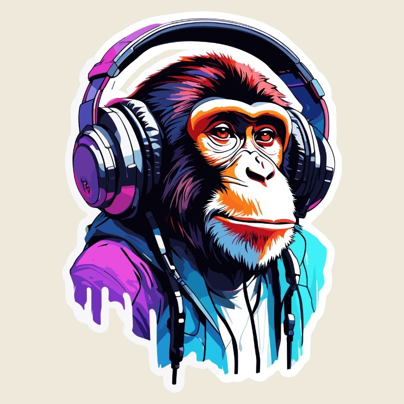 Kopfhörer / Audio / Musik / Tier / Affe / cool