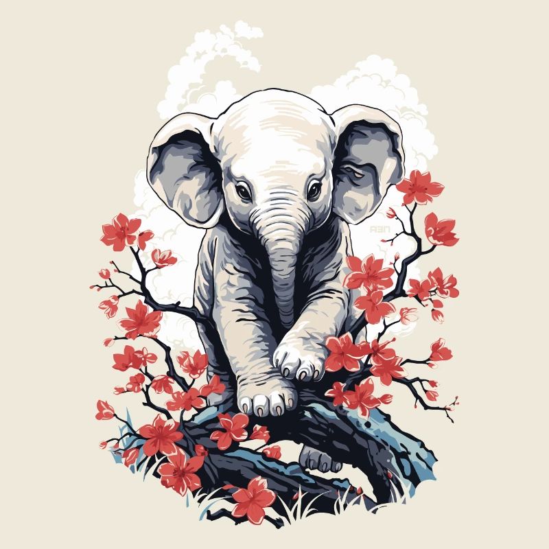 Éléphant floral